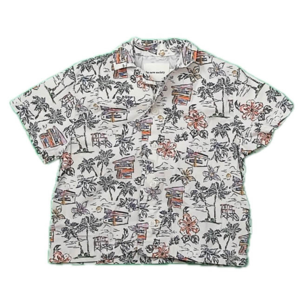 The New Society Boys Ivory Palm Trees Button Down Short Sleeve size: 2T